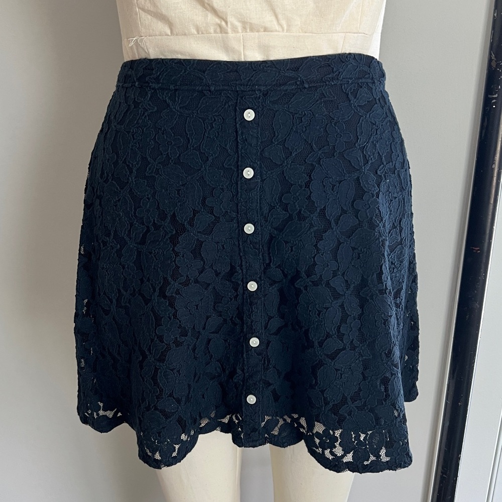 Lace Button Front Mini Skirt